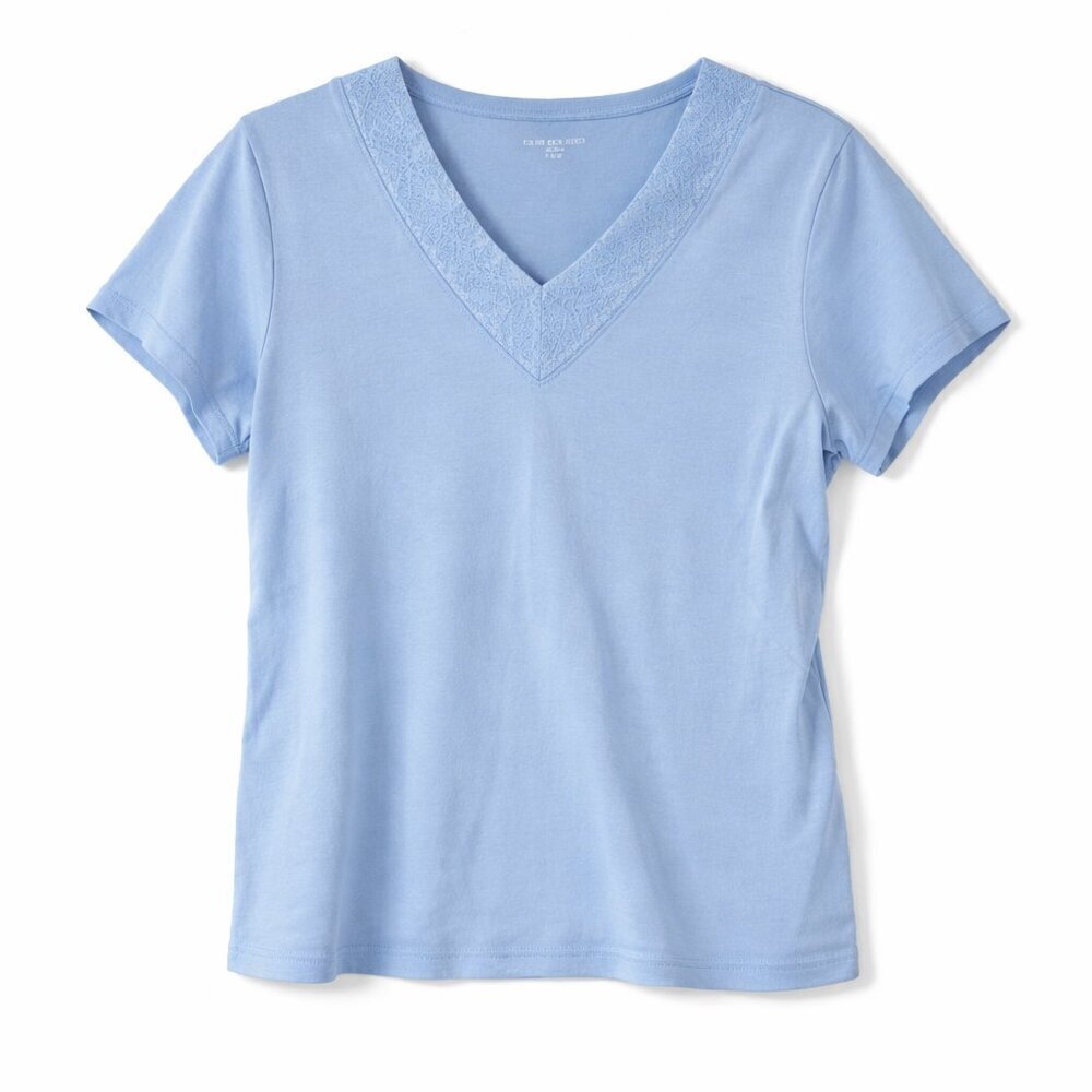Carroll Reed Classic Light Blue V-Neck Short Sleeve Tee – M